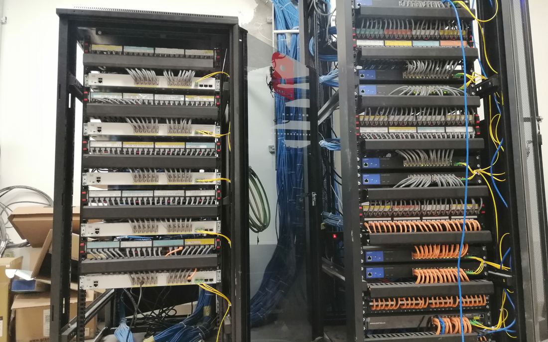 Network rack with structured cabling at the Pearl Hotel